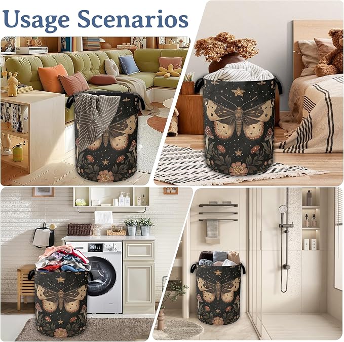 Magic Butterfly Laundry Basket, Foldable Oxford Cloth Moth Mushroom Flower - Image 7