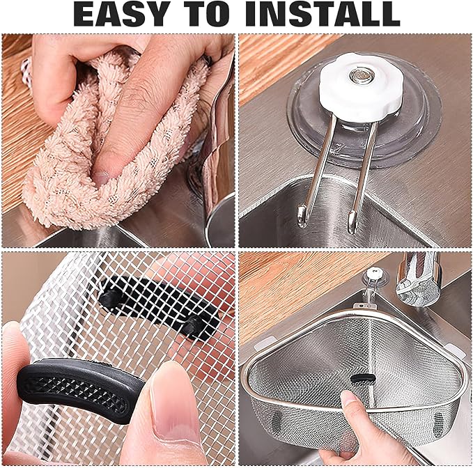 Triangle Sink Basket Stainless Steel Corner Strainer - Image 3