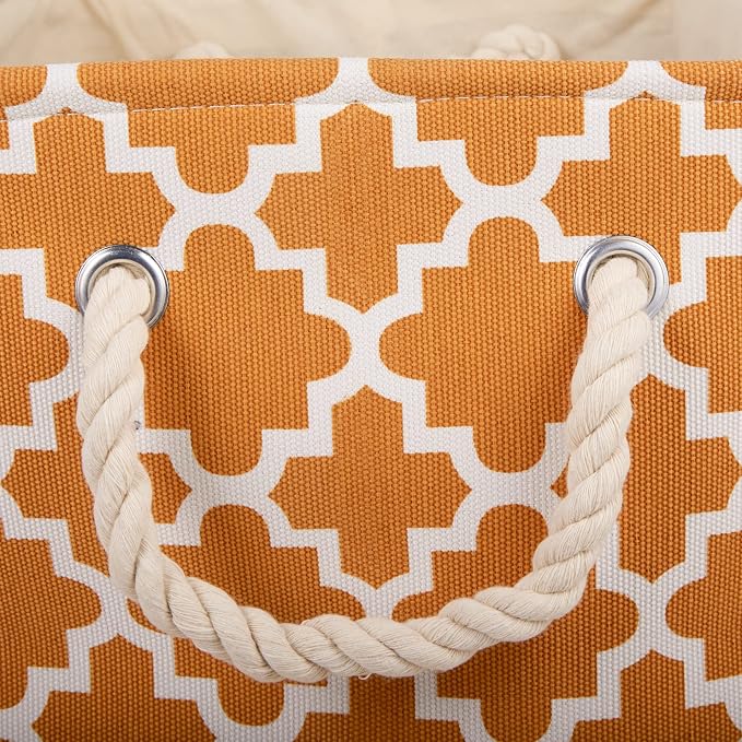DII Polyester Container with Handles, Lattice Storage Bin, Pumpkin Spice - Image 4