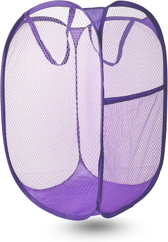 Pop Up Laundry Hamper, Mesh Laundry Basket Collapsible, Foldable Hamper by LXLOVESMEggRings