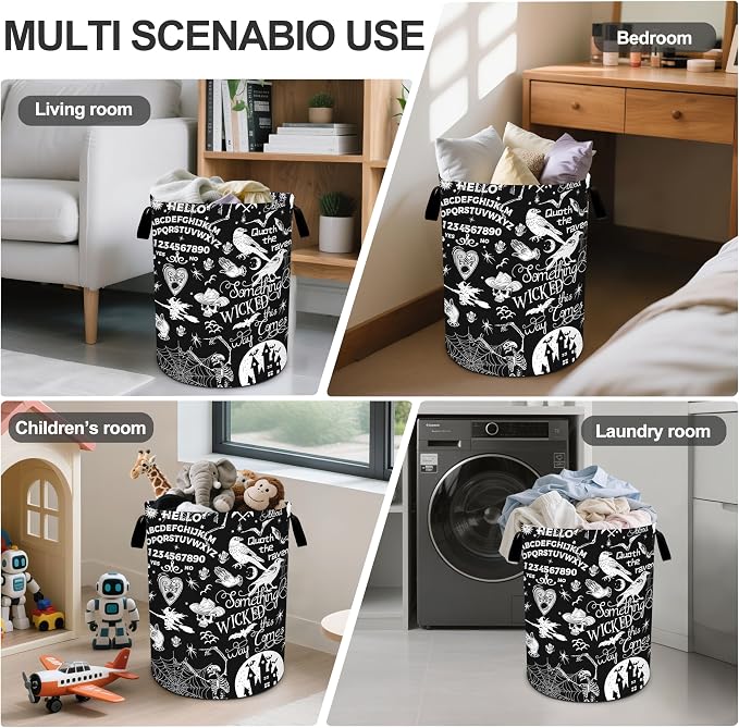 Halloween Black Laundry Basket Foldable Oxford Cloth Tote Bag Laundry Hamper - Image 5
