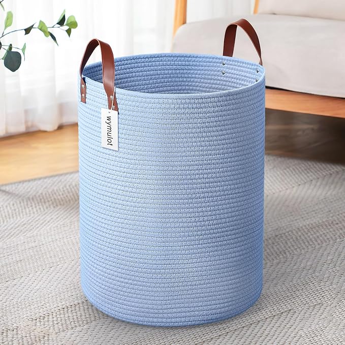 80L Large Rope Basket, Woven Rope Storage Basket by Wymulot