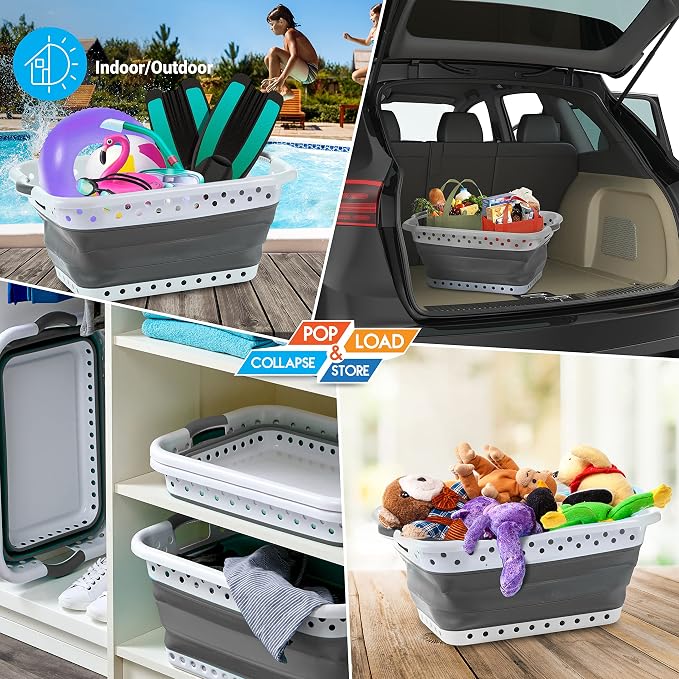 Pop & Load Collapse & Store Set of 2 Large 25" Slim Collapsible Laundry Basket - Image 6