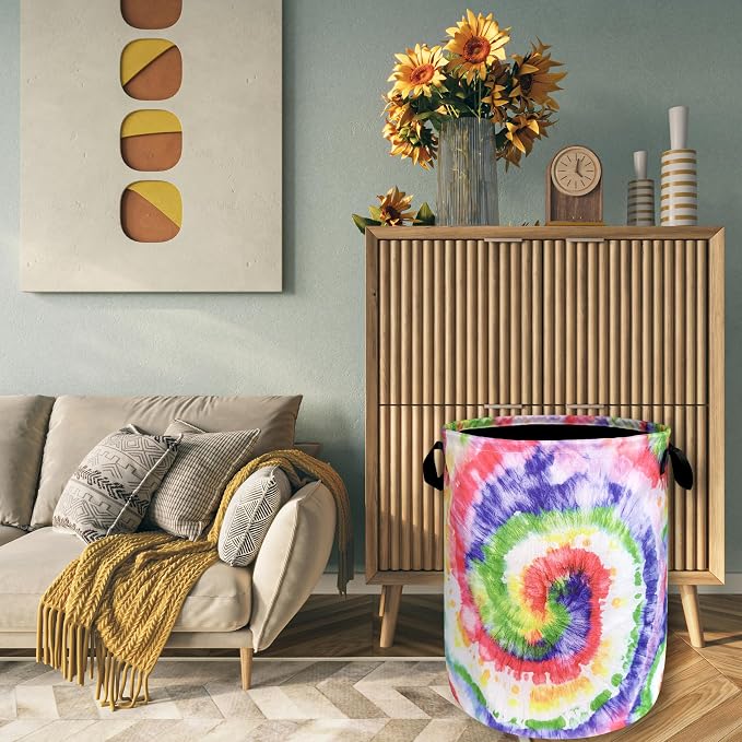 Tie Dye Laundry Hamper Rainbow Colorful Laundry Basket - Image 7