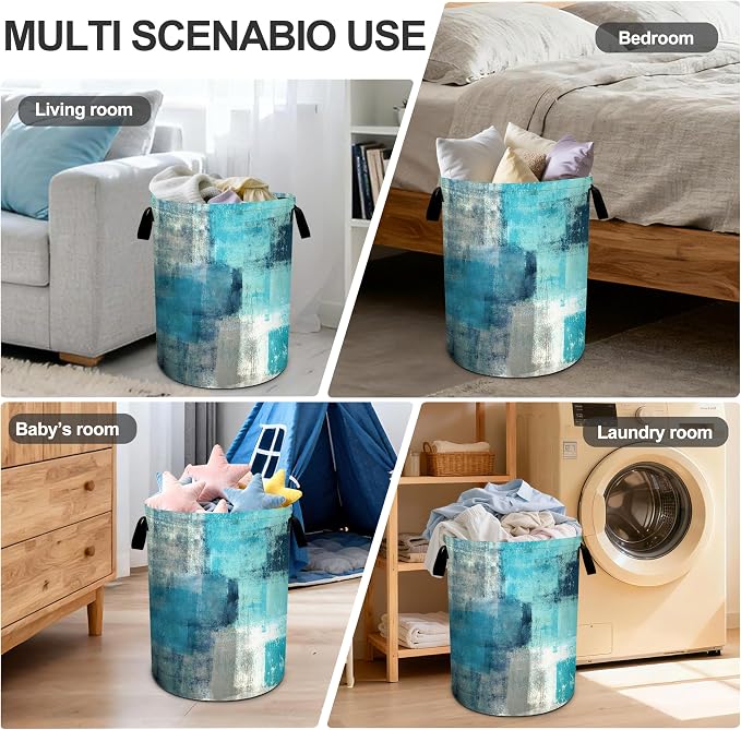Teal Laundry Basket Storage Bin Foldable Laundry Hamper Clothes Storage Bucket - Image 6