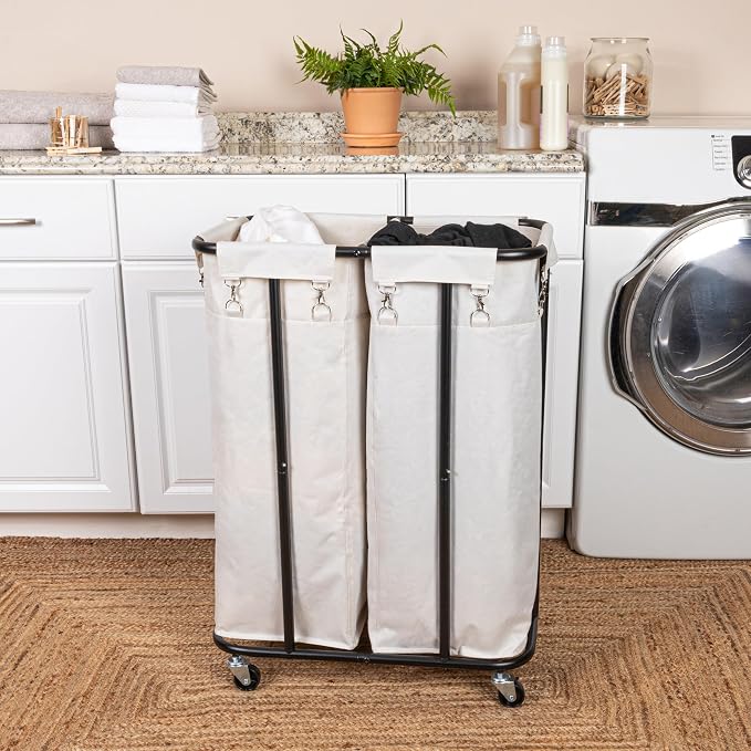 Household Essentials 2-Bag Rolling Laundry Sorter - Image 3