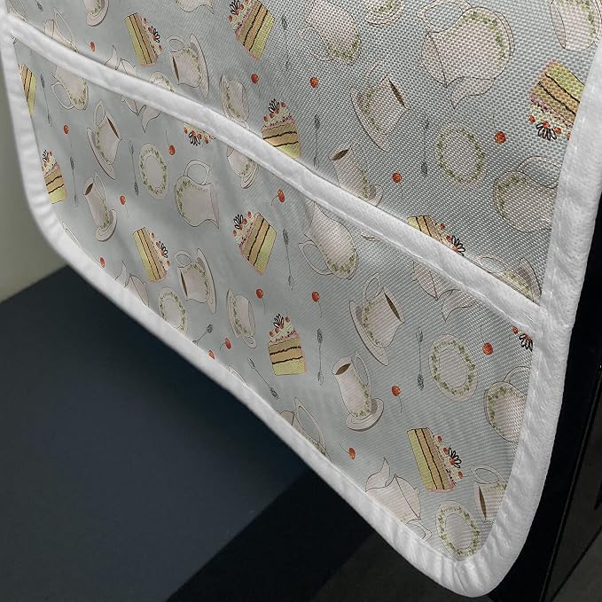 Ambesonne Tea Party Microwave Oven Cover, Coffee Pot Teapot Spoons Plates and - Image 3