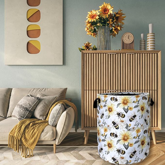 Cute Bees Laundry Basket Foldable - Image 7