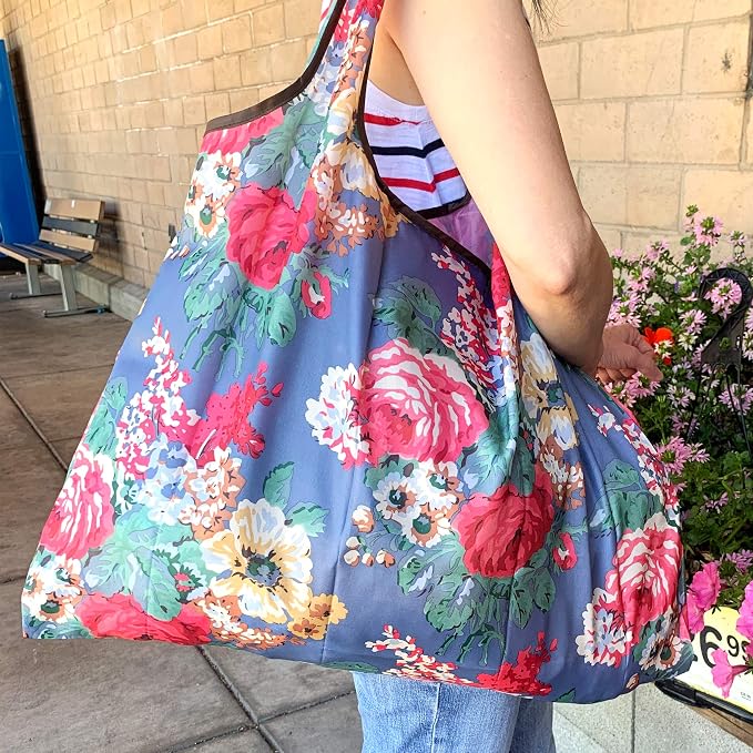 allydrew Large Foldable Tote Nylon Reusable Grocery Bags - Image 2