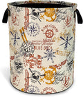 Anchor Laundry Basket Compass Seafaring Foldable Oxford Cloth Funny Tote Bag by NUTAINLA