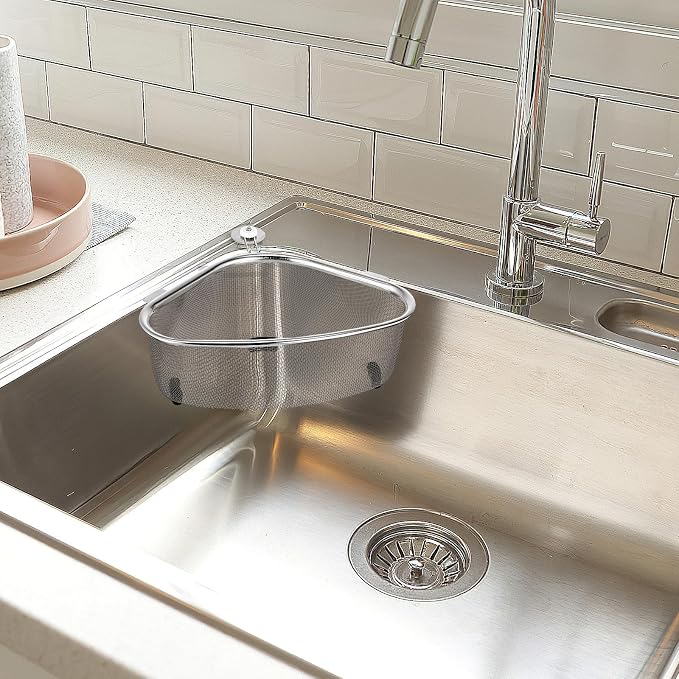 Triangle Sink Basket Stainless Steel Corner Strainer - Image 5