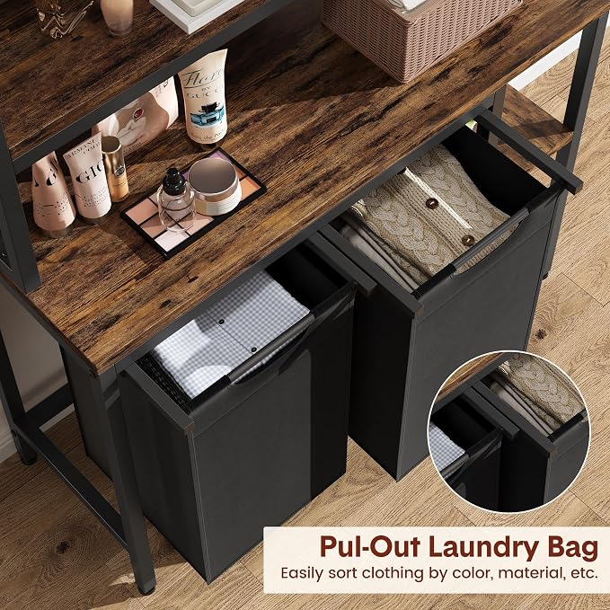 3-Tier Shelves Laundry Basket Hamper, 2 Section Laundry Sorter - Image 4