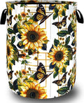 Yellow Sunflower Butterfly Laundry Basket Flowers Foldable Funny Laundry Hamper by SELIONLIKN