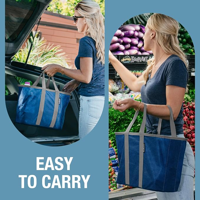 CleverMade EcoBasket 30L Collapsible Tote Basket 3 Pack – Reusable Grocery Tote - Image 6