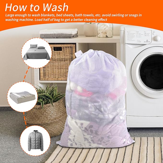 Polecasa Diamond Mesh Laundry Bags, Extra Large Laundry Hamper Liner, Laundry - Image 6