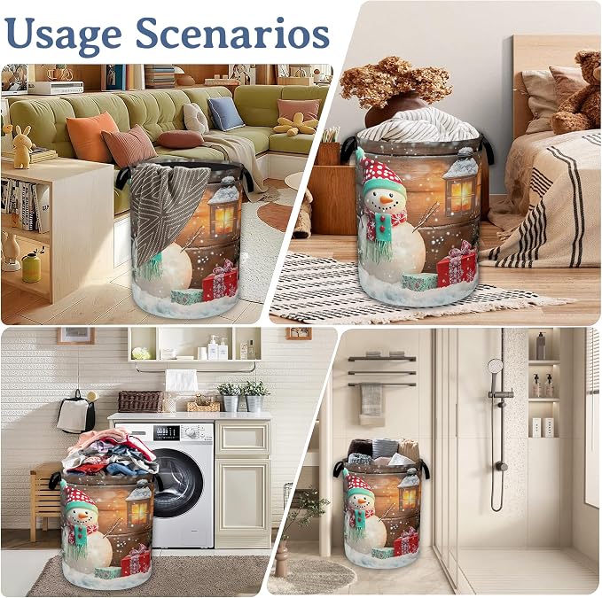 Christmas Laundry Basket, Oxford Cloth Snowman Laundry Hamper - Image 7