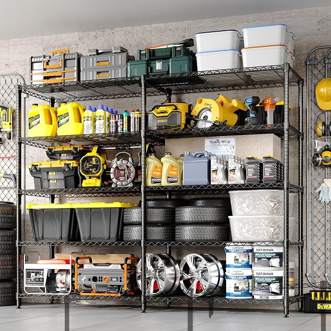 5-Tier Heavy Duty Metal Shelving Unit, Adjustable Height & Feet, Sturdy - Image 7