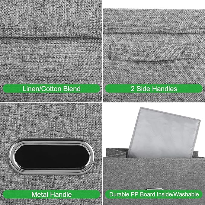 Large Linen Collapsible Storage Bins - Image 2