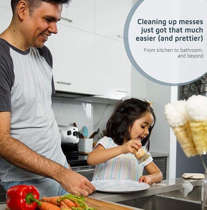 Bamboo Dish Brush Set – Eco Kitchen Cleaning Kit | Bottle Brush, Straw Brush - Image 6