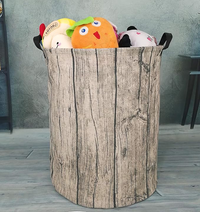 KUNRO Round Laundry Gift Basket Storage Hamper, Clothes Storage Organizer Bins - Image 3