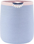 90L Large Blue Woven Rope Laundry Hamper Basket by ENAORGAN