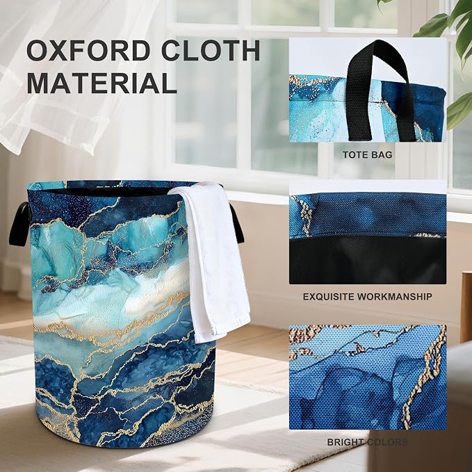 Marble Laundry Basket Storage Bin Foldable Laundry Hamper Clothes Storage - Image 3