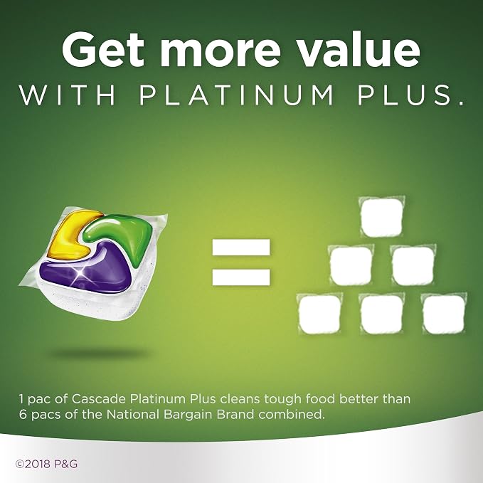 Cascade Platinum Dishwasher Pods, ActionPacs Dishwasher Detergent - Image 10