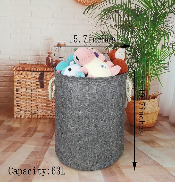 Round Laundry Basket Storage Bins Nursery Hamper Gift Baskets - Image 2