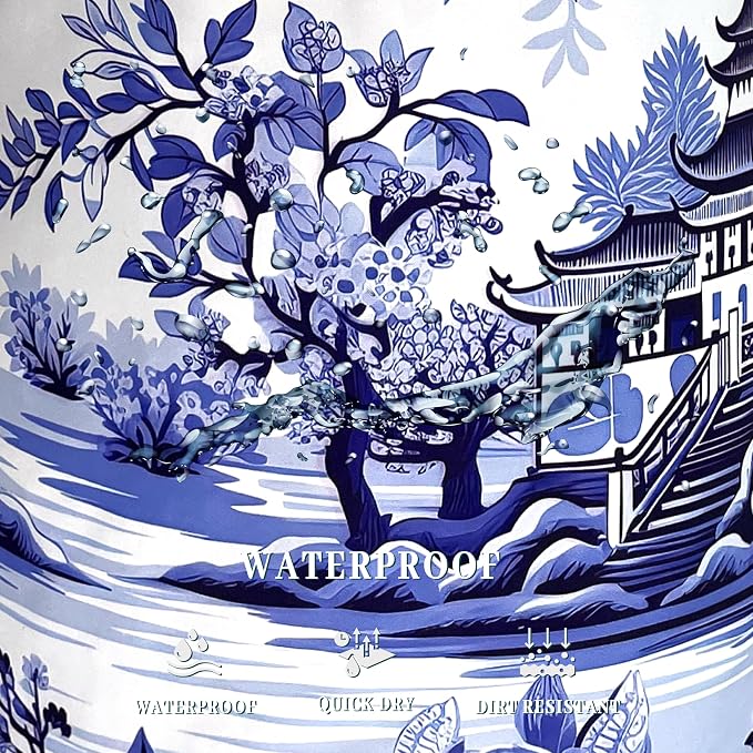 Blue White Porcelain Laundry Basket Chinoiserie Funny Laundry Hamper Foldable - Image 5