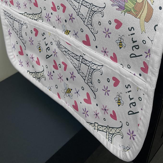 Ambesonne Eiffel Tower Microwave Oven Cover, Romantic Doodle Style Elements - Image 3