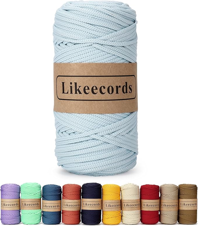 4mm Polyester Braided Macrame Cord 140Yard /426Feet, Elastic Yarn by Likeecords