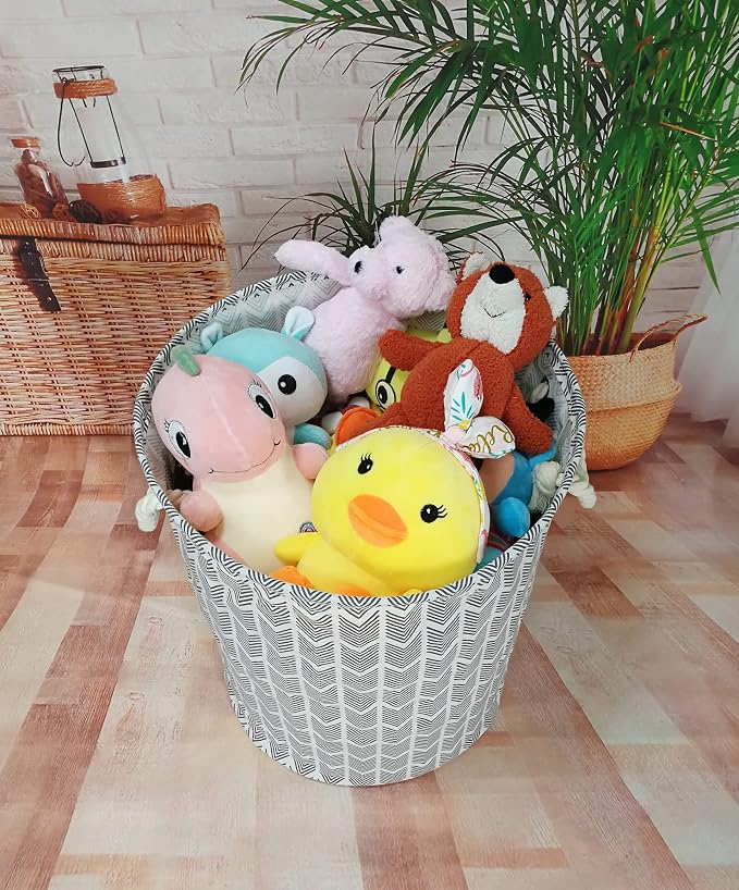 Round Laundry Basket Storage Bins Nursery Hamper Gift Baskets - Image 4