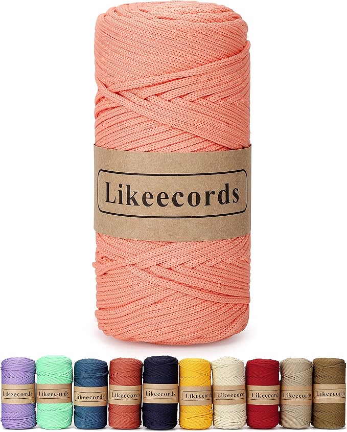 4mm Polyester Braided Macrame Cord 140Yards /426Feet, Elastic Yarn by Likeecords