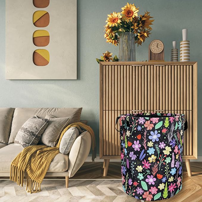 Colorful Flowers Laundry Basket Foldable - Image 4