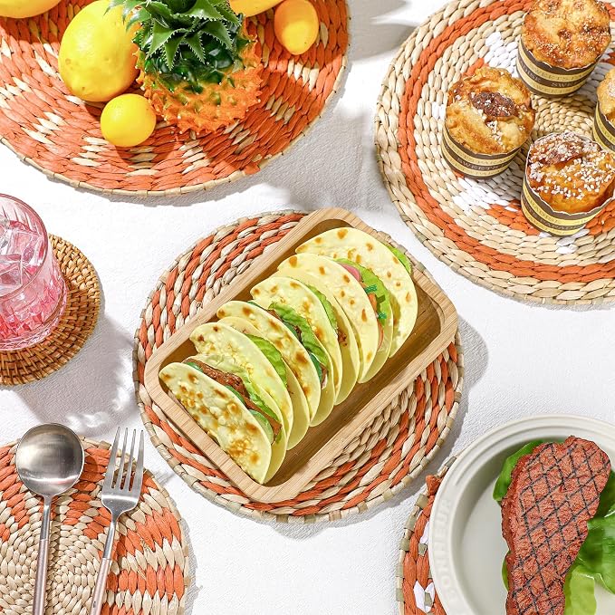 Tatuo 11 Pcs Boho Wall Basket Decor Decorative Bulrush Woven Basket Wall Decor - Image 7