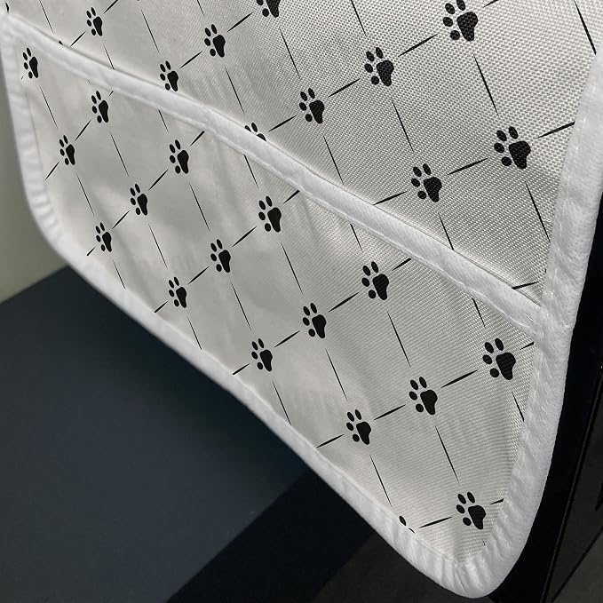 Lunarable Cat Microwave Oven Cover, Kitten Paw Footprints in Mirroring Marks - Image 3