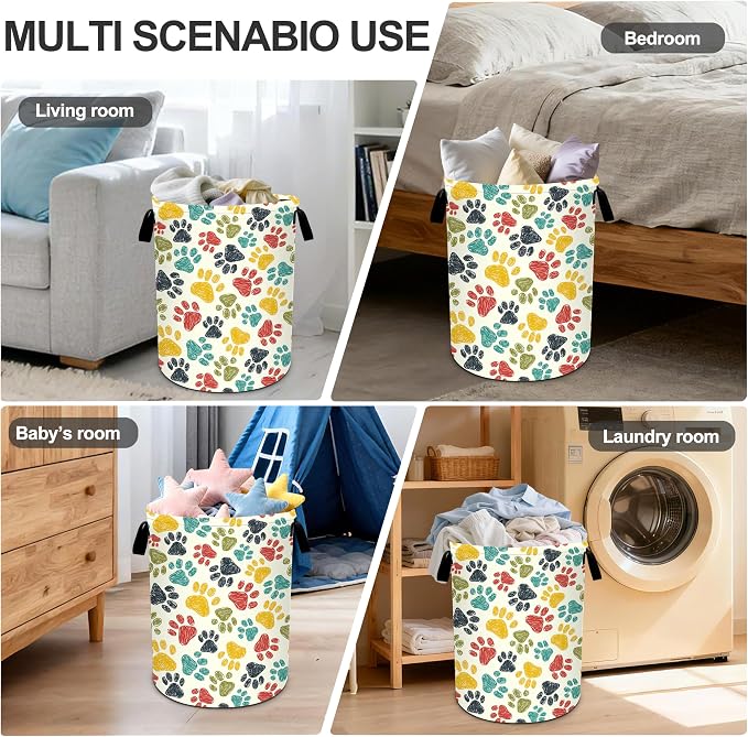 Paw Print Laundry Basket Storage Bin Foldable Laundry Hamper Clothes Storage - Image 6