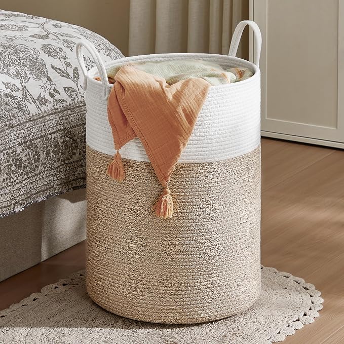 SONGMICS Laundry Hamper, Cotton Rope Laundry Basket by SONGMICSbySONGMICSHOME