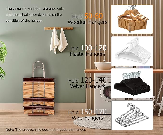 Hanger Stacker, Wood & Stainless Steel Hanger Storage Rack, Closet & Laundry - Image 4