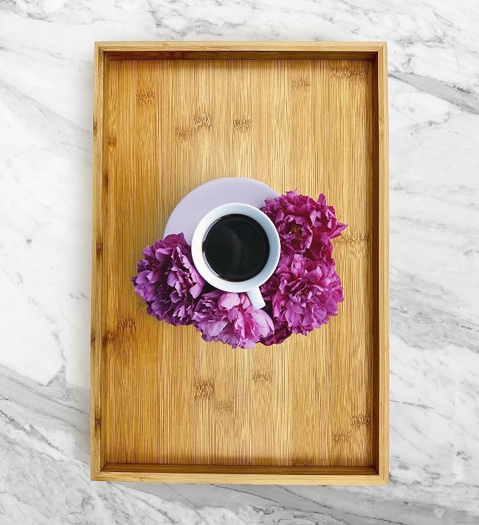 Bam & Boo Natural Bamboo Serving Tray Modern Rectangular - Image 3