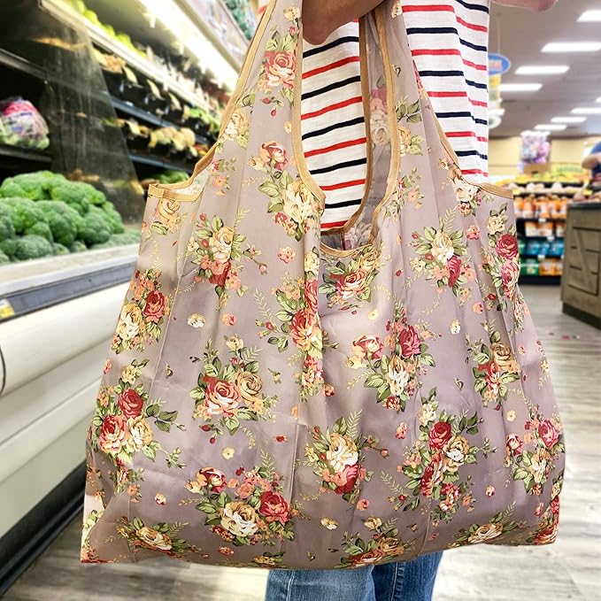allydrew Large Foldable Tote Nylon Reusable Grocery Bag - Image 3