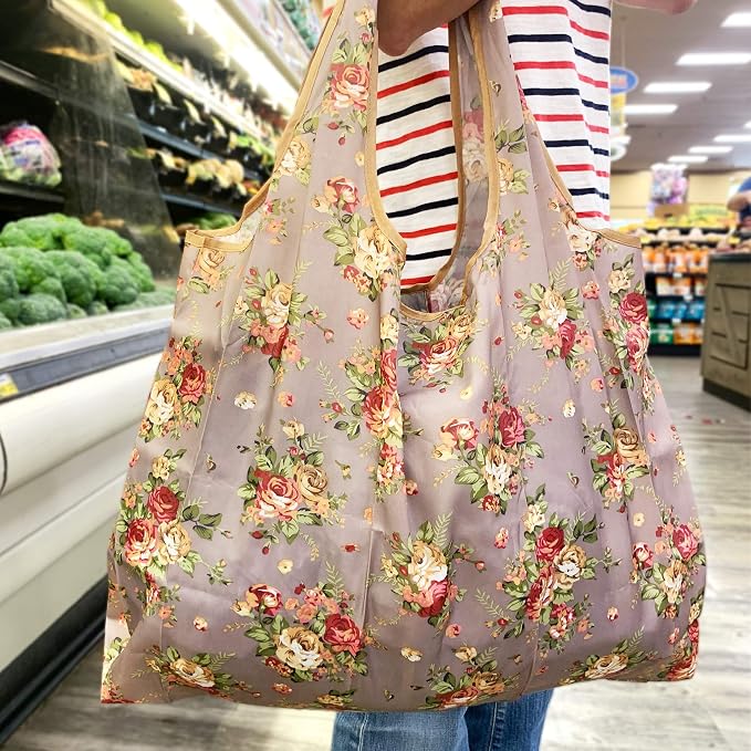 allydrew Large Foldable Tote Nylon Reusable Grocery Bag - Image 2