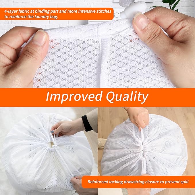 Polecasa Diamond Mesh Laundry Bags, Extra Large Laundry Hamper Liner, Laundry - Image 4