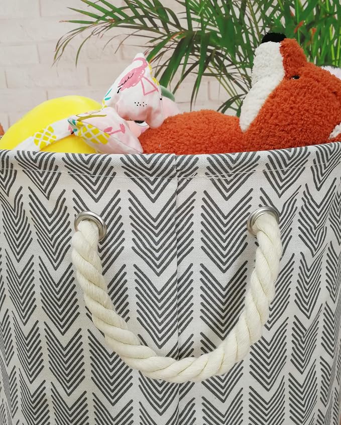 Round Laundry Basket Storage Bins Nursery Hamper Gift Baskets - Image 6