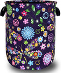 Colorful Hippie Flowers Dargonfly Laundry Basket Foldable Oxford Cloth Laundry by SELIONLIKN