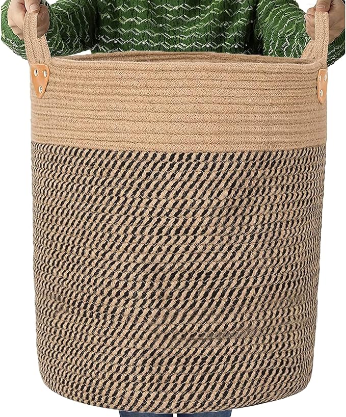 Jute Laundry Hamper Large Woven Rope Storage Basket - Image 3