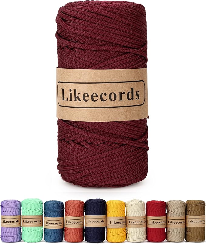 4mm Polyester Braided Macrame Cord 140Yard /426Feet, Elastic Yarn by Likeecords