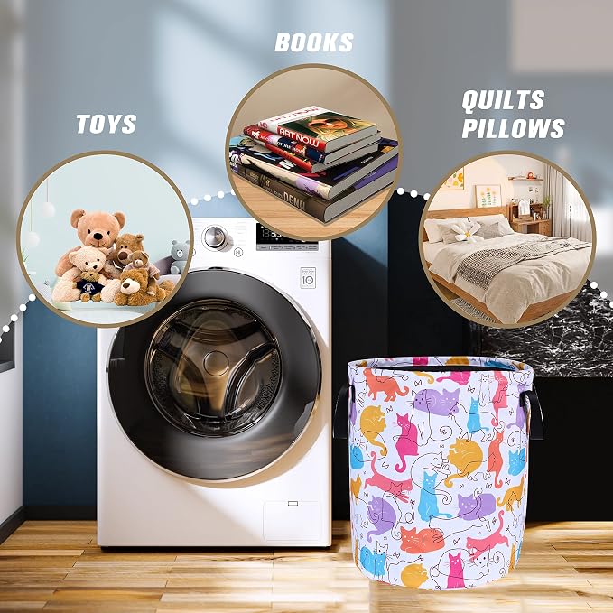 Cute Cat Laundry Basket Foldable Oxford Cloth Funny Tote Bag Laundry Hamper - Image 5
