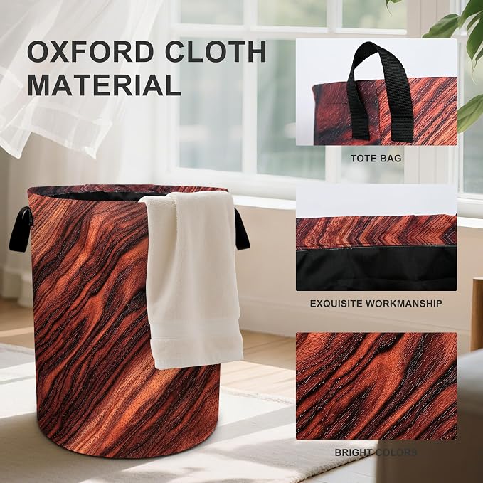 Wood Print Laundry Basket Laundry Hamper - Image 2