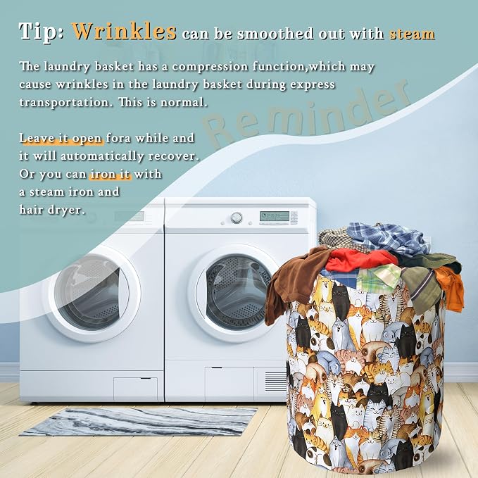 Colorful Cats Cute Animal Laundry Basket Foldable - Image 6